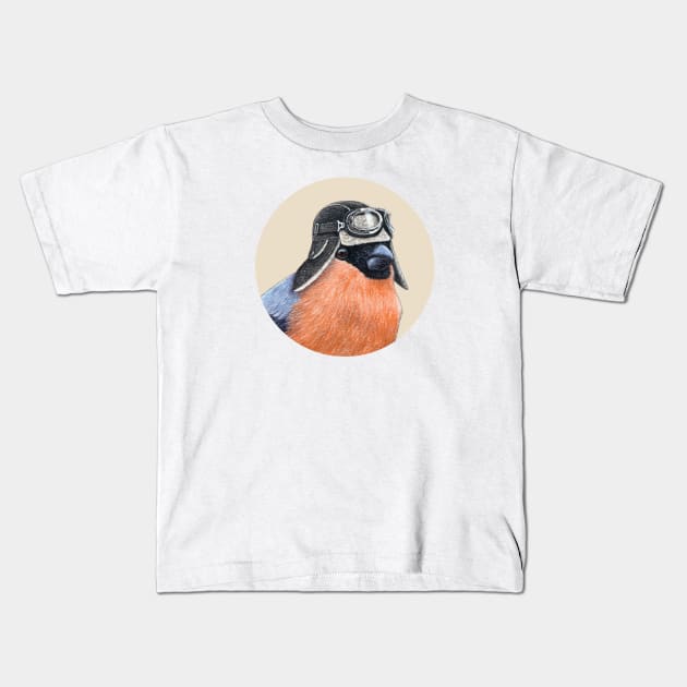 Eurasian bullfinch Kids T-Shirt by Mikhail Vedernikov